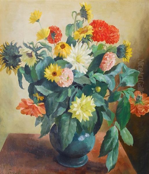 Bouquet Of Flowers Oil Painting by Walter Tanck