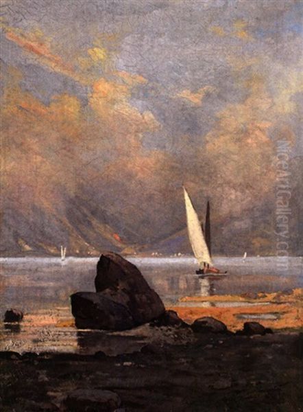 Segelboote Auf Dem Lac D'annecy Oil Painting by Henri Tanconvilles