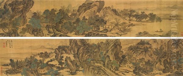 Landscape In Green Oil Painting by  Tang Yin