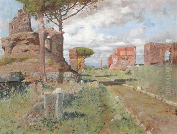 Ruinen An Der Via Appia Oil Painting by Eduardo Tani