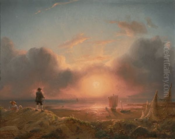 Sonnenuntergang Uber Dem Meer Oil Painting by Heinrich Friedrich Tank