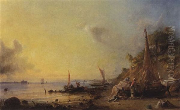 Abendstimmung Am Strand Oil Painting by Heinrich Friedrich Tank