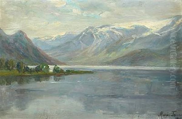 Scenery From Hardanger Fiord, Noeway Oil Painting by Marie K. H. Tannaes