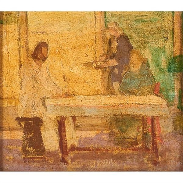 Study For Christ At The Home Of Martha And Mary Oil Painting by Henry Ossawa Tanner