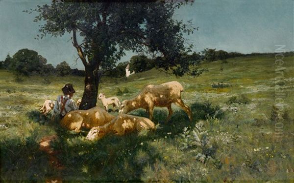 Boy And Sheep Under A Tree by Henry Ossawa Tanner