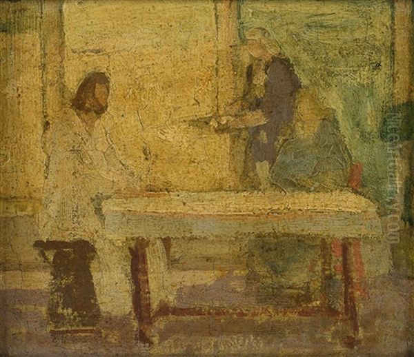 Study For Christ At The Home Of Martha And Mary Oil Painting by Henry Ossawa Tanner