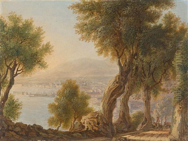 Blick Auf Castellammare In Der Bucht Von Neapel (pair) Oil Painting by Johann Jacob Tanner