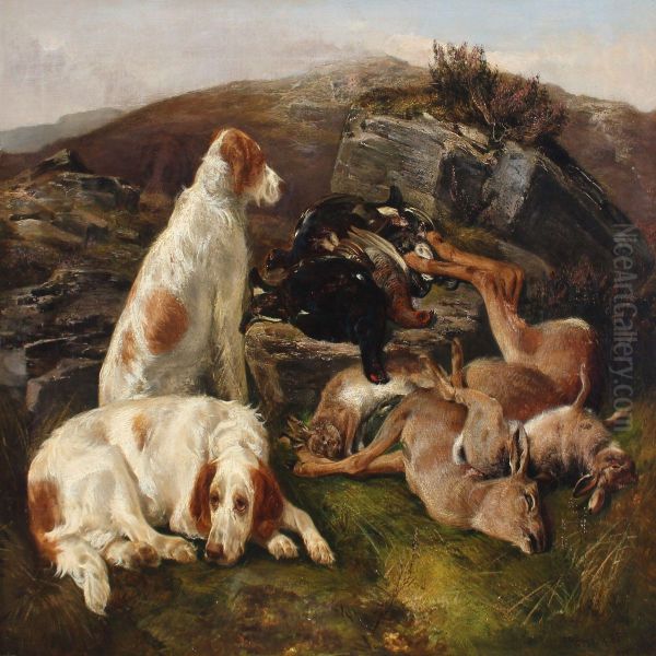 Hounds With The Quarry Oil Painting by Edward R. Breach