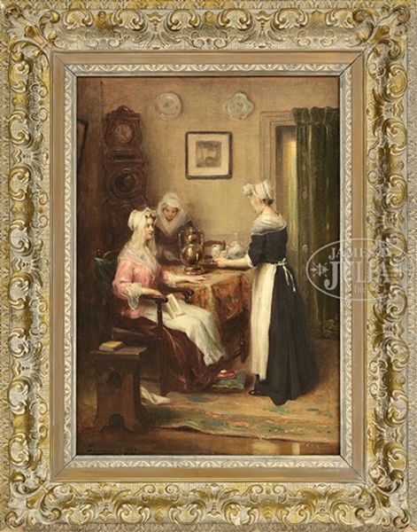 Afternoon Tea Oil Painting by Henri Adrien Tanoux