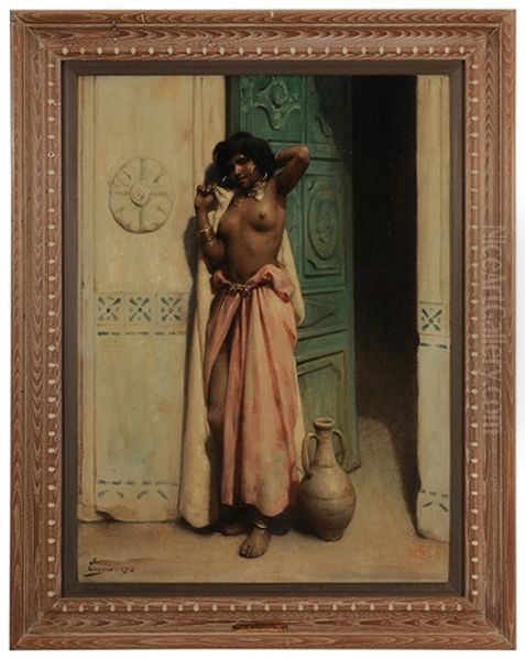 A Harem Beauty Oil Painting by Henri Adrien Tanoux