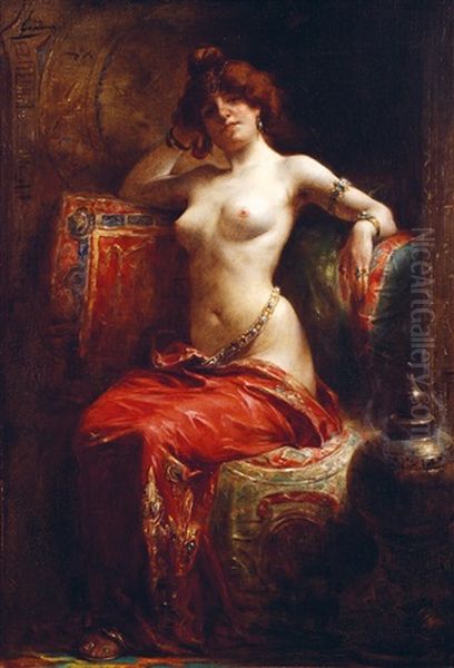 La Belle Odalisque Oil Painting by Henri Adrien Tanoux