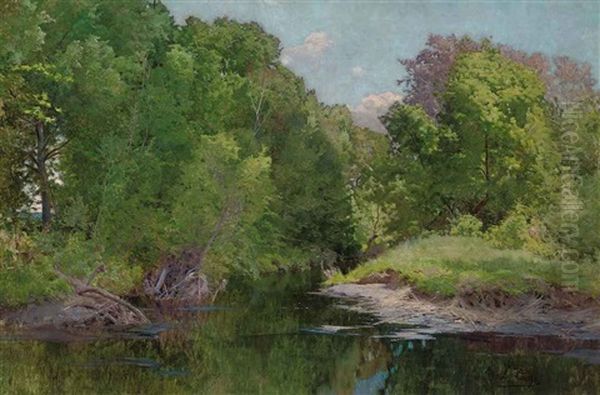 Une Riviere Tranquille Oil Painting by Leon Tanzi