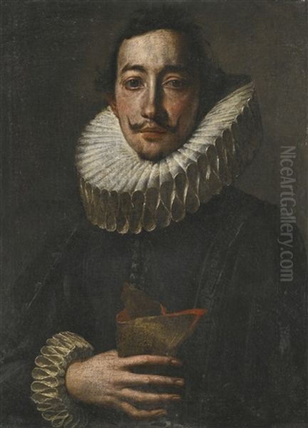 Portrait Of A Man In A Ruff, Holding Gloves Oil Painting by  Tanzio da Varallo