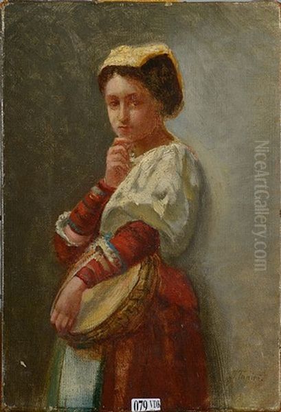 Femme Napolitaine Oil Painting by Jose Tapiro Y Baro