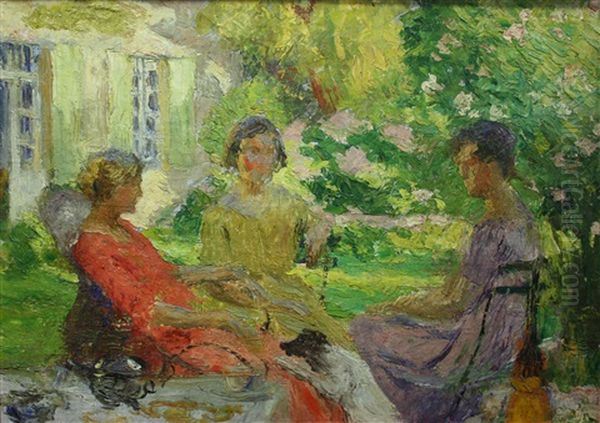 La Conversation Dans Le Jardin by Edmond Anne Antoine Tapissier