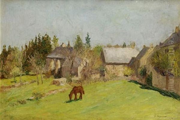 La Ferme Oil Painting by Edmond Anne Antoine Tapissier