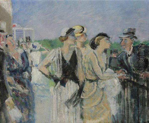 Personnage A L'hippodrome De Caen Oil Painting by Maurice Taquoy