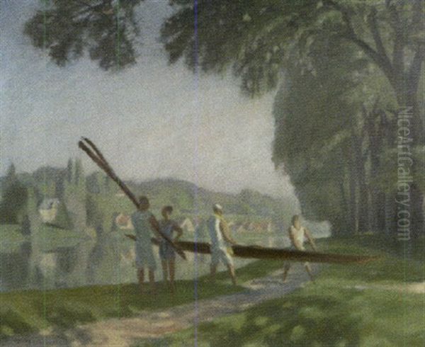 L'aviron Oil Painting by Maurice Taquoy