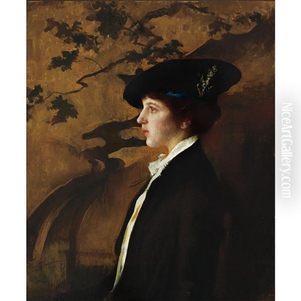 Mary With A Black Hat Oil Painting by Edmund Charles Tarbell