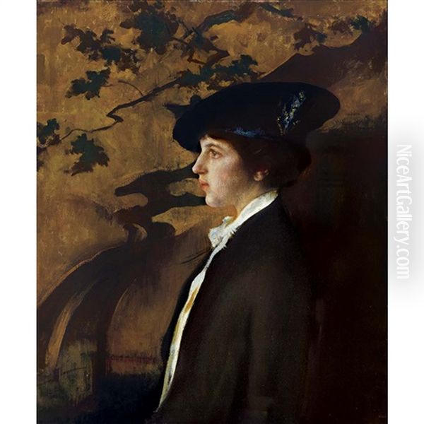 Mary With A Black Hat Oil Painting by Edmund Charles Tarbell