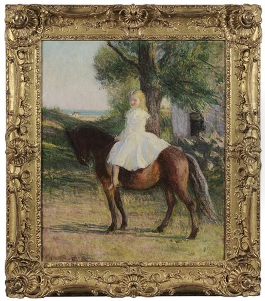 Girl On A Pony Oil Painting by Edmund Charles Tarbell