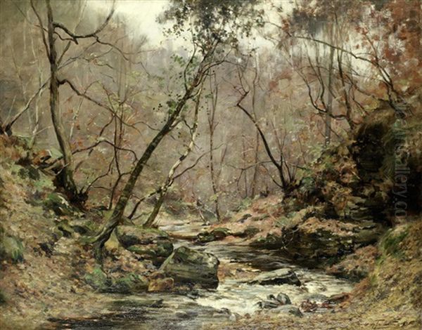 A Woodland Burn Oil Painting by J.A. Henderson Tarbet