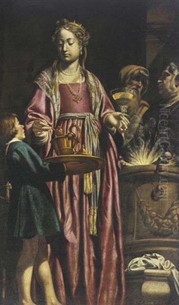 Artemisia Drinking The Ashes Of Her Husband Mausolus In Wine Oil Painting by Filippo Tarchiani