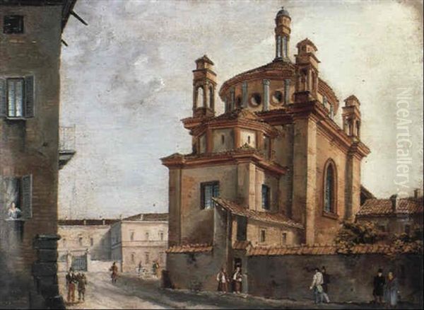 Chiesa Di Sant'eustorgio A Milano Oil Painting by Ermogene Tarchione