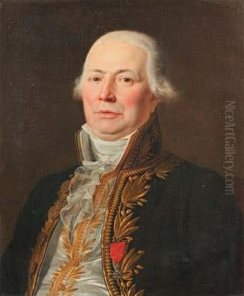 Portrait De Louis Nicolas Griveau (1743 -1823) Dans Sa Tenue Officielle, Portant La Croix De L'ordre De La Legion D'honneur Oil Painting by Jean Charles Tardieu