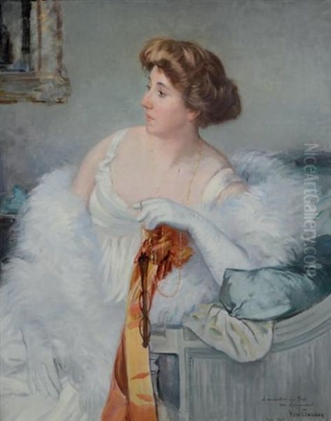 Portrait De La Baronne Finot Oil Painting by Victor Francois Tardieu