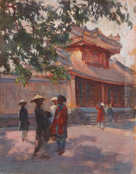 Temple Of Minh Mang, Hue Oil Painting by Victor Francois Tardieu