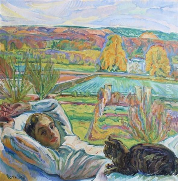 La Sieste Dans Le Jardin D'orsay, Circa 1916-1918 Oil Painting by Nikolai Aleksandrovich Tarkhov