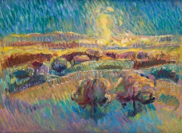 La Campagne Sous L`orage [storm In The Countryside] Oil Painting by Nikolai Aleksandrovich Tarkhov