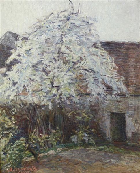 Courtyard In The Early Spring Oil Painting by Nikolai Aleksandrovich Tarkhov