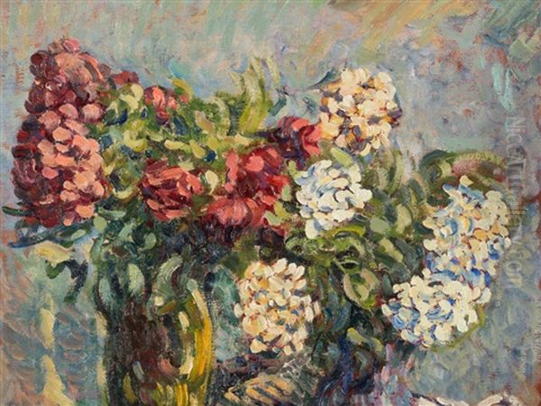 Les Vases De Dahlias Oil Painting by Nikolai Aleksandrovich Tarkhov