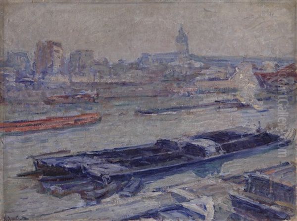 La Seine Au Pont D'austerlitz Oil Painting by Nikolai Aleksandrovich Tarkhov