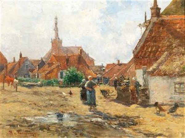 Village Square Oil Painting by Bertha von Tarnoczy