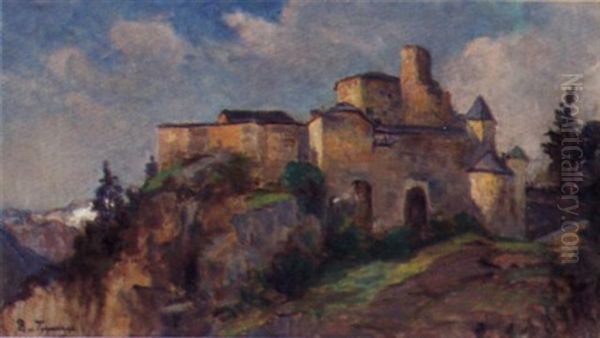 Eine Burg In Tirol (?) Oil Painting by Bertha von Tarnoczy