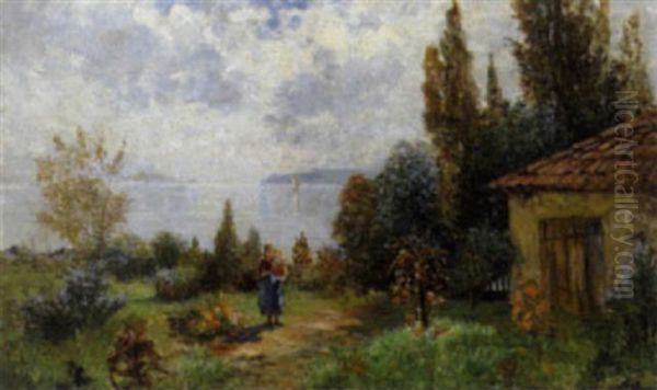 Ein Sommertag Am Gardasee (?) Oil Painting by Bertha von Tarnoczy