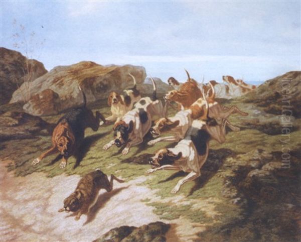 La Chasse Au Lievre Oil Painting by Georges Emmanuel Oscar Tartarat