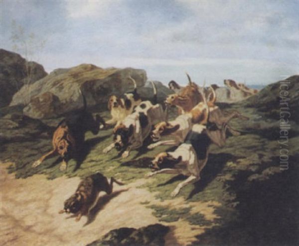 La Chasse Au Lievre Oil Painting by Georges Emmanuel Oscar Tartarat