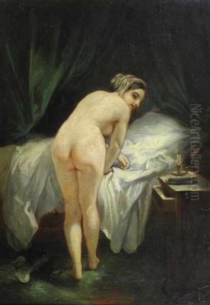 Femme Se Couchant Oil Painting by Nicolas Francois Octave Tassaert