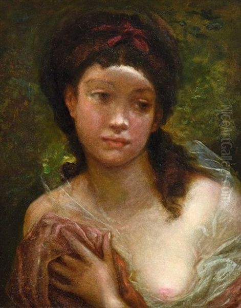 Portrait De Femme Oil Painting by Nicolas Francois Octave Tassaert