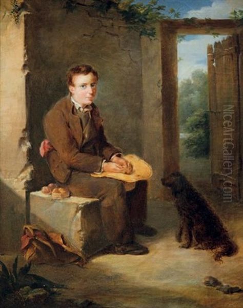 Le Repas Du Jeune Colporteur Et De Son Chien Oil Painting by Nicolas Francois Octave Tassaert