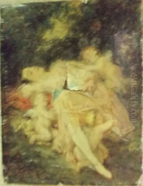 Venus Et Les Amours Oil Painting by Nicolas Francois Octave Tassaert