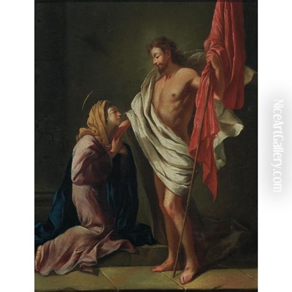 The Resurrected Christ Appearing To The Virgin Mary Oil Painting by Jean Tassel