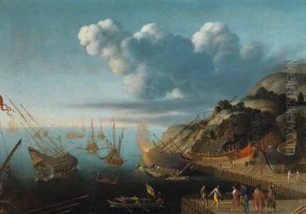 Vue D'un Chantier Naval En Mediterranee Oil Painting by Agostino Tassi