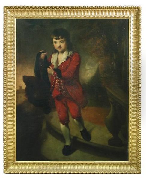 Portrait Of George Woodhouse In Red, Holding Molly, His Setter, With A Sash Oil Painting by William Tate