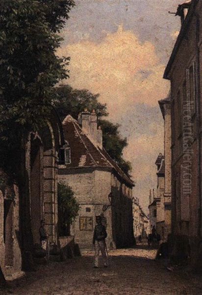 Une Rue A Senlis Oil Painting by Francis Tattegrain