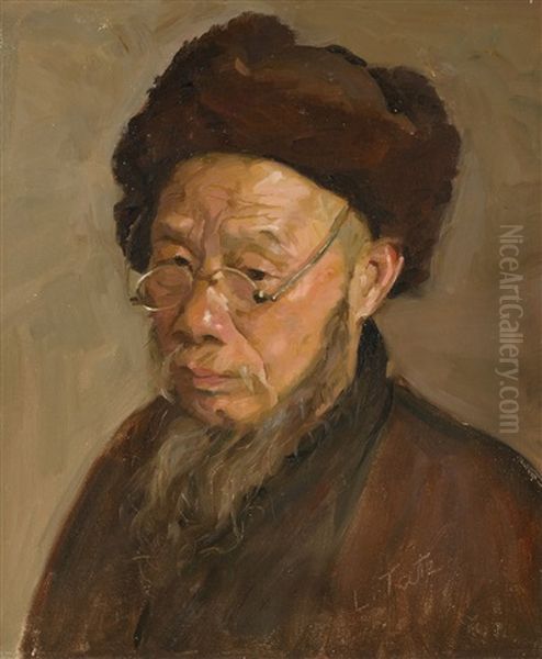 Drei Portraits Von Chinesen Oil Painting by Laszlo Tatz